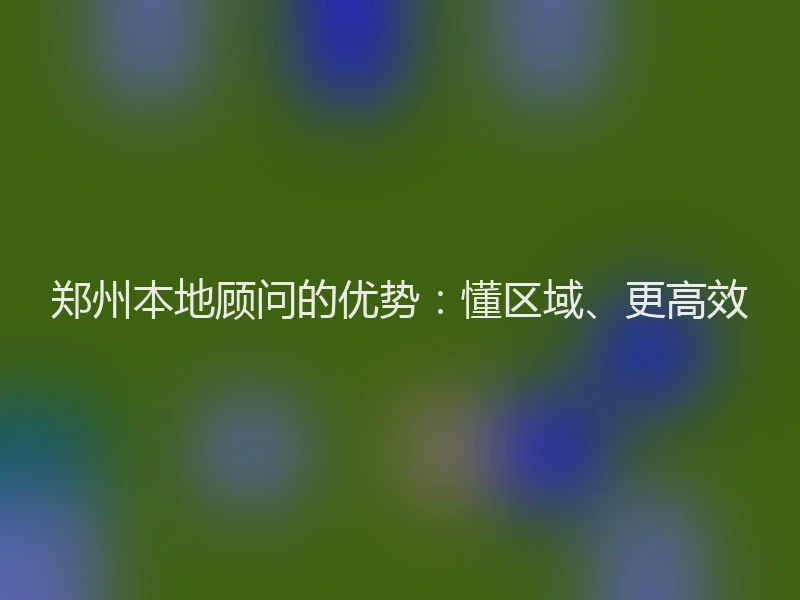 郑州本地顾问的优势：懂区域、更高效