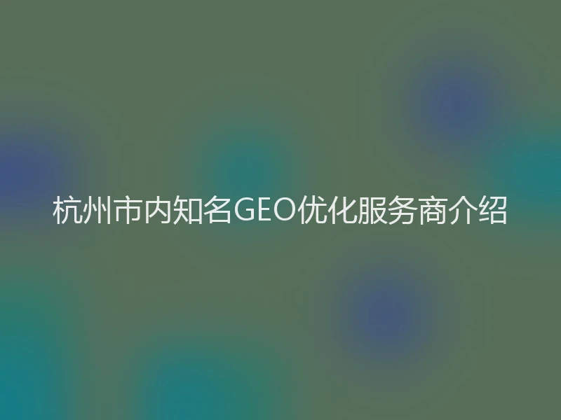 杭州市内知名GEO优化服务商介绍