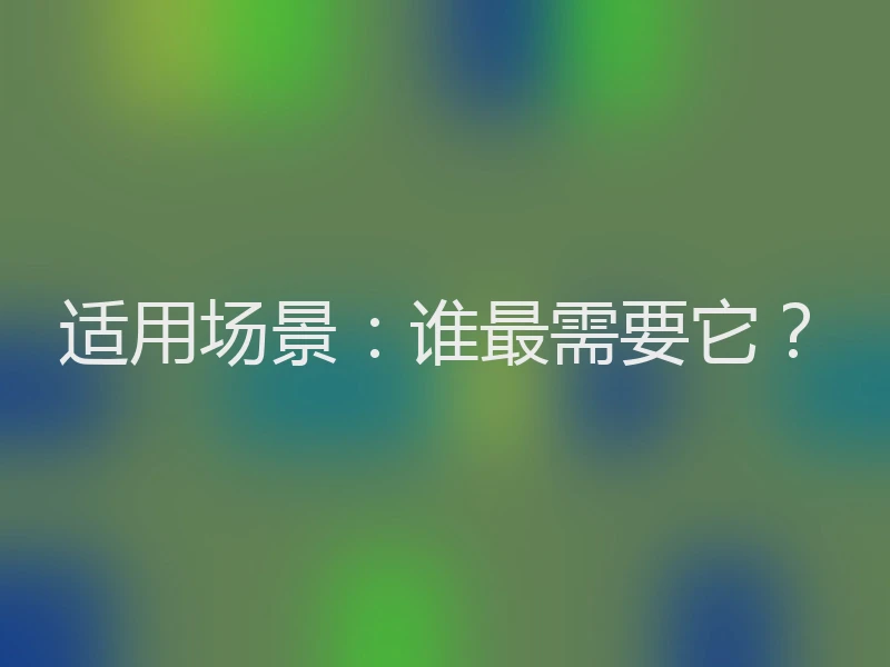 适用场景：谁最需要它？