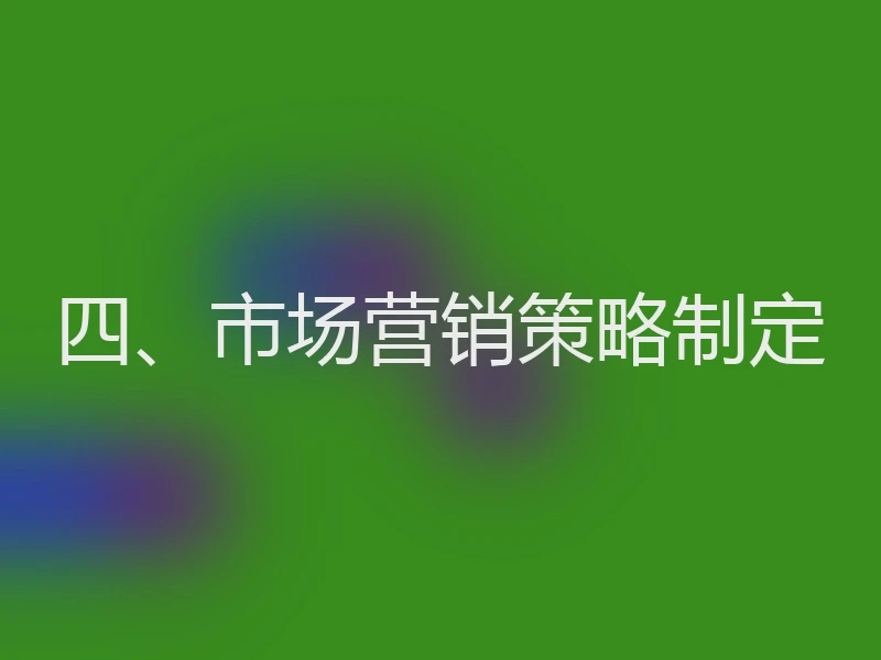 四、市场营销策略制定