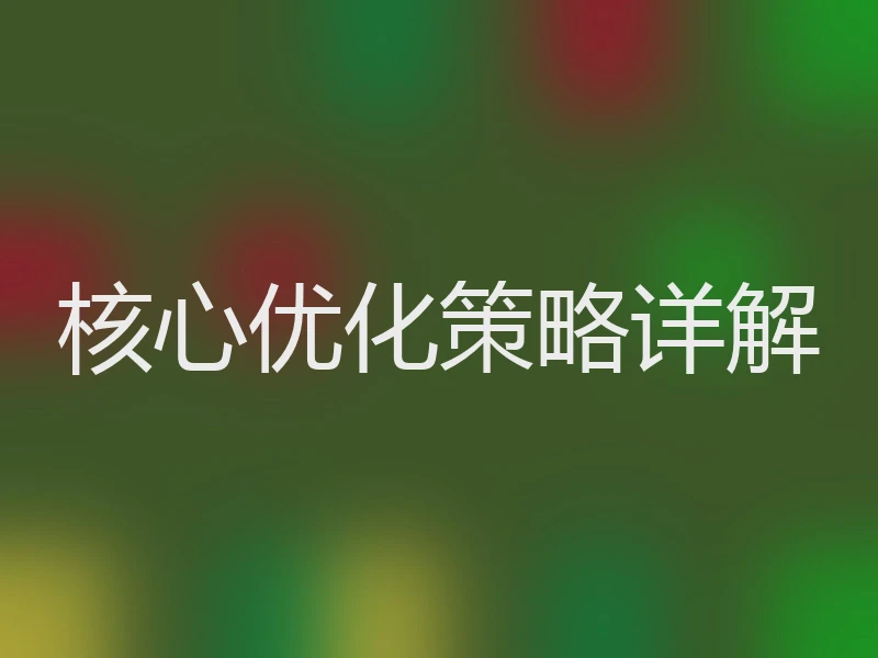 核心优化策略详解