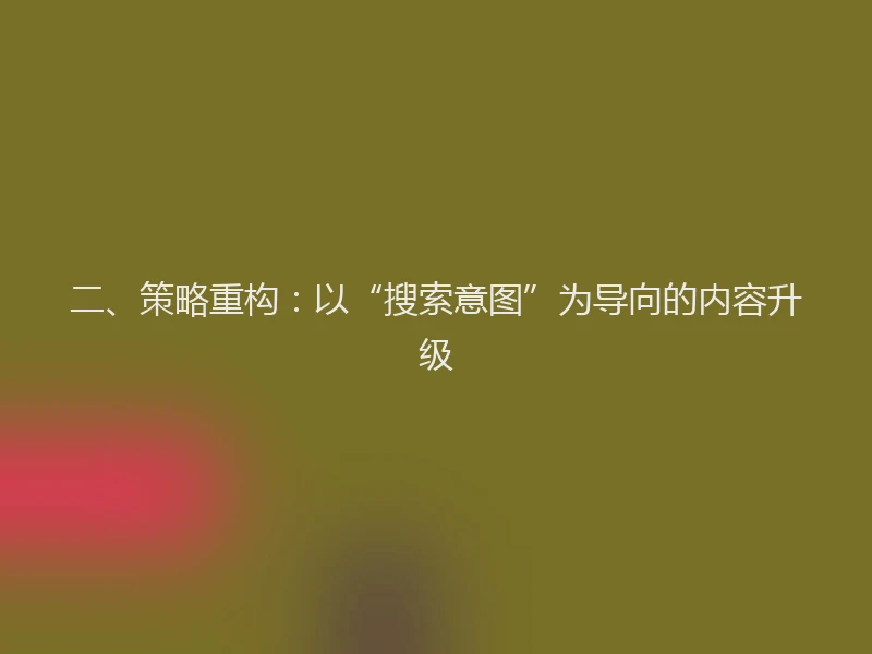 二、策略重构：以“搜索意图”为导向的内容升级