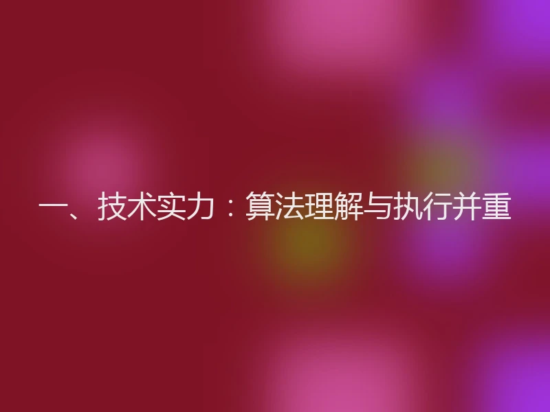 一、技术实力：算法理解与执行并重