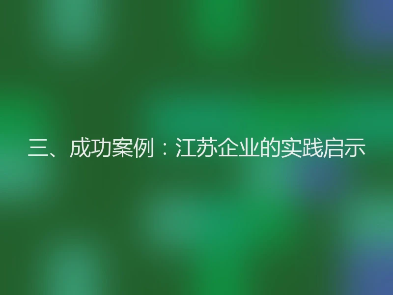 三、成功案例：江苏企业的实践启示