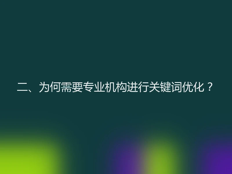 二、为何需要专业机构进行关键词优化？