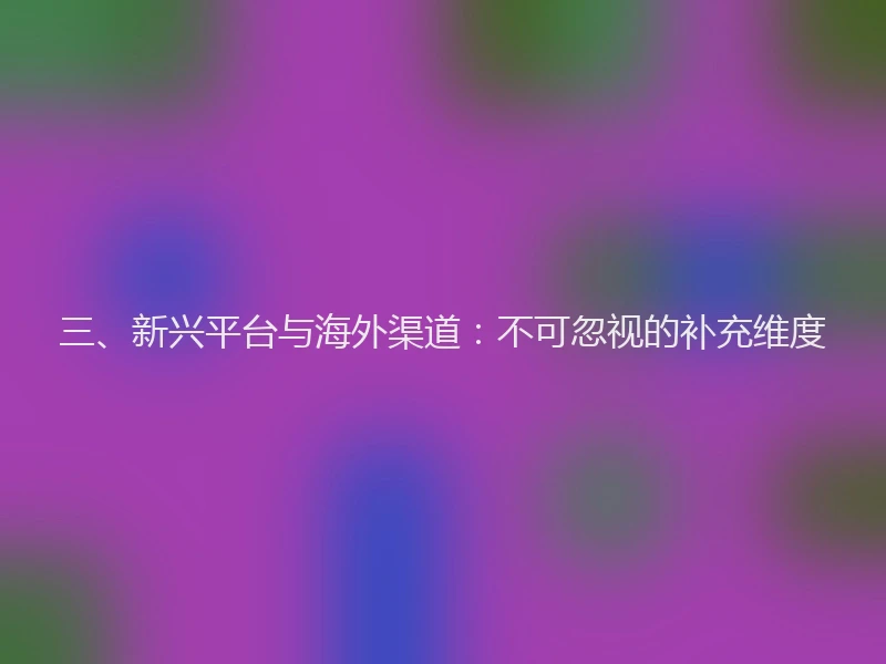 三、新兴平台与海外渠道：不可忽视的补充维度