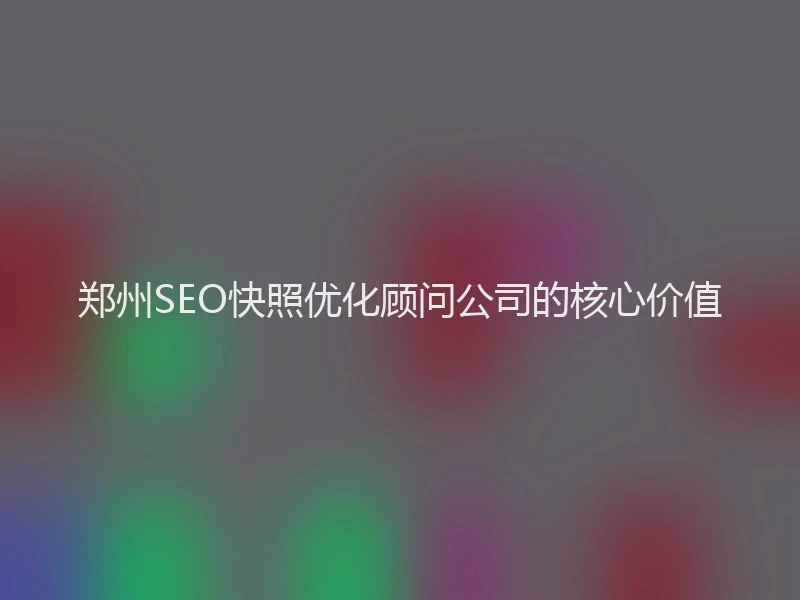 郑州SEO快照优化顾问公司的核心价值