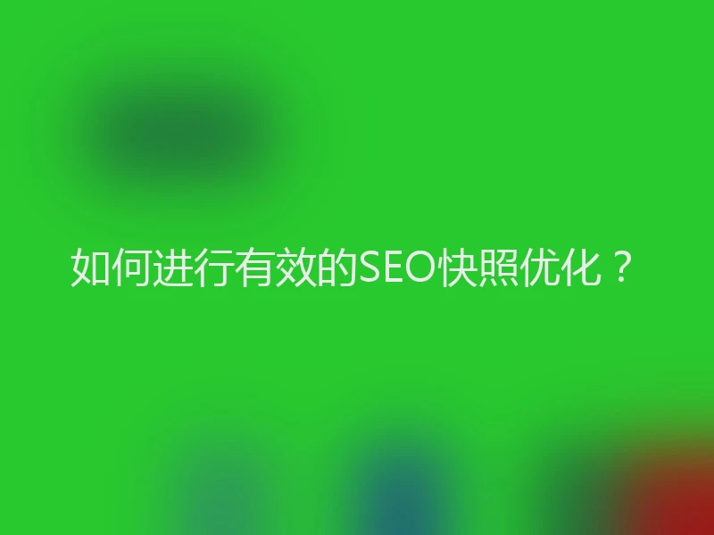 如何进行有效的SEO快照优化？
