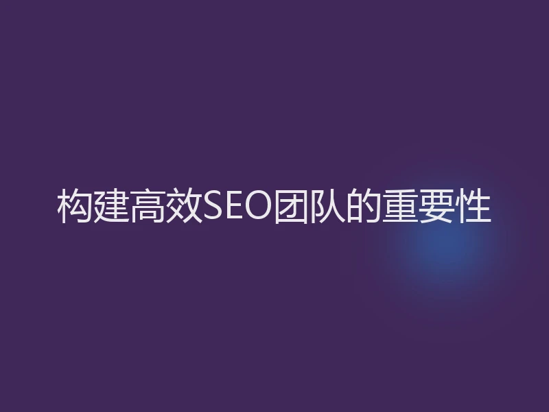 构建高效SEO团队的重要性