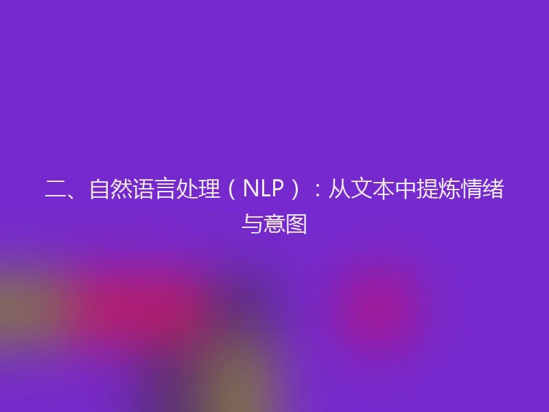 二、自然语言处理（NLP）：从文本中提炼情绪与意图
