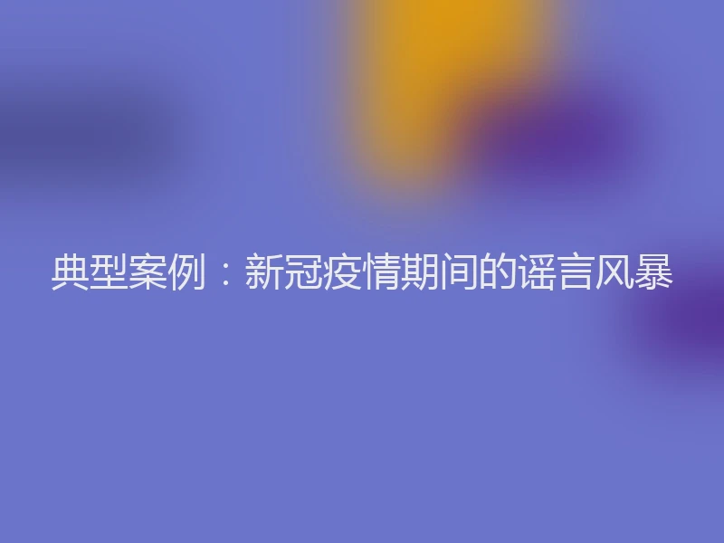 典型案例：新冠疫情期间的谣言风暴