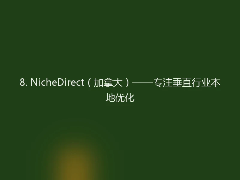 8. NicheDirect（加拿大）——专注垂直行业本地优化
