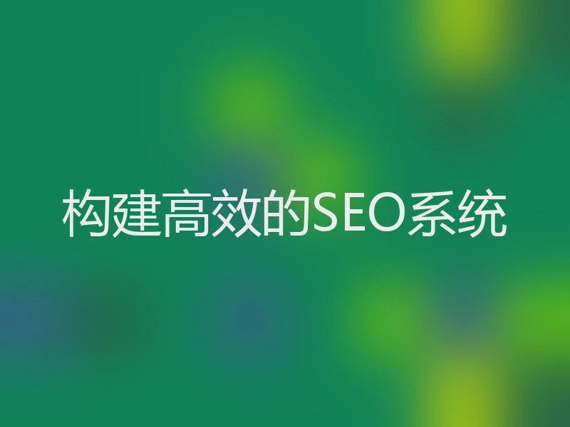 构建高效的SEO系统