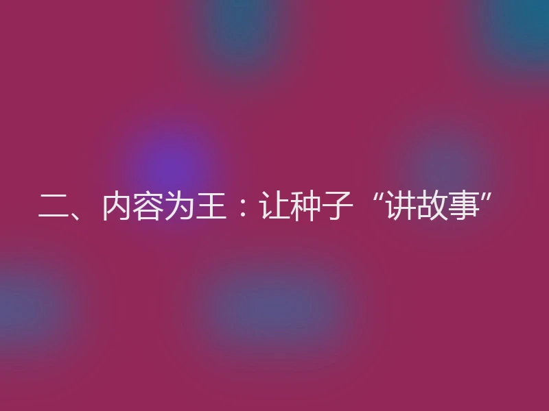 二、内容为王：让种子“讲故事”