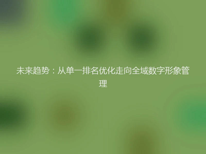 未来趋势：从单一排名优化走向全域数字形象管理
