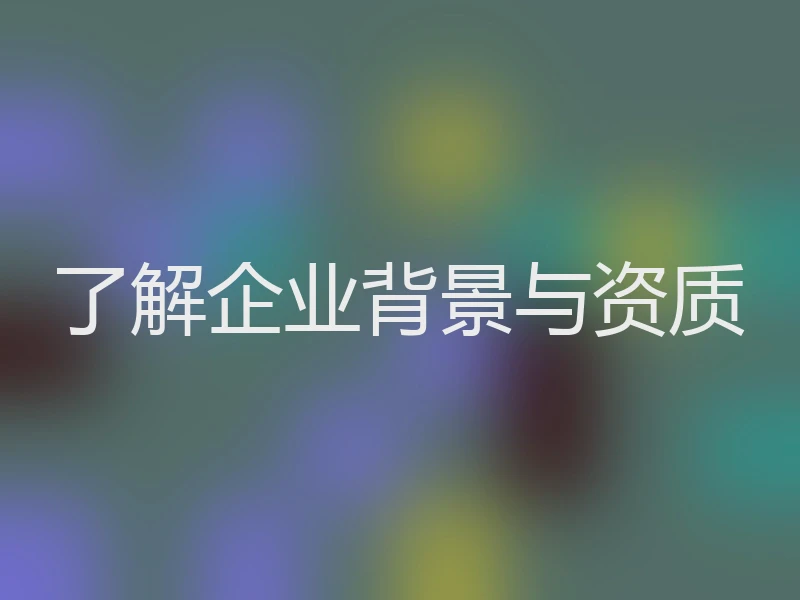 了解企业背景与资质