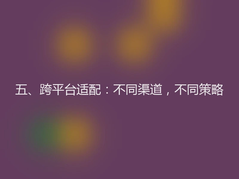 五、跨平台适配：不同渠道，不同策略