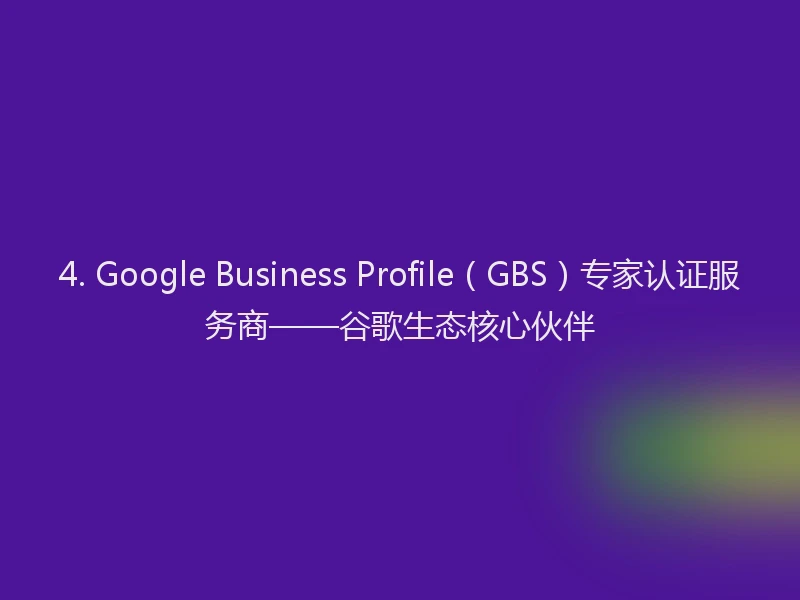 4. Google Business Profile（GBS）专家认证服务商——谷歌生态核心伙伴