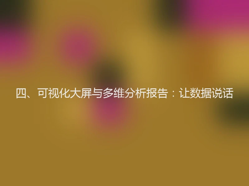 四、可视化大屏与多维分析报告：让数据说话