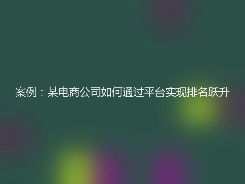 案例:某电商公司如何通过平台实现排名跃升