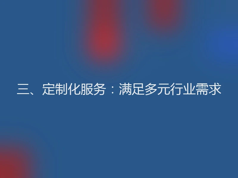 三、定制化服务：满足多元行业需求