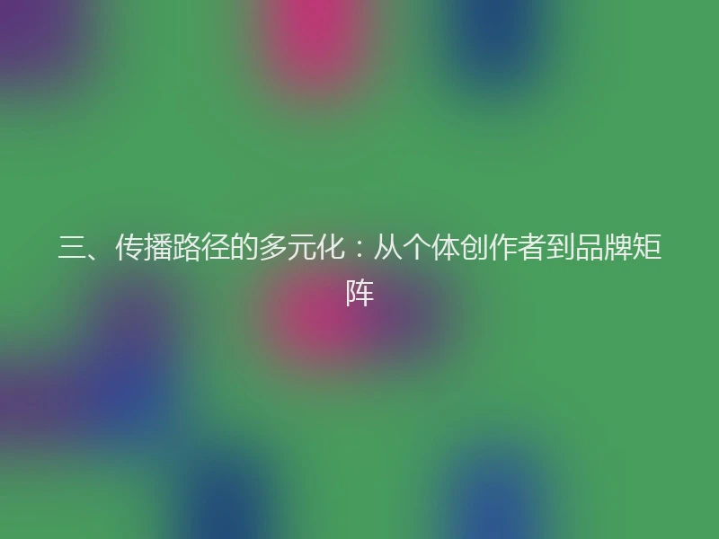 三、传播路径的多元化：从个体创作者到品牌矩阵
