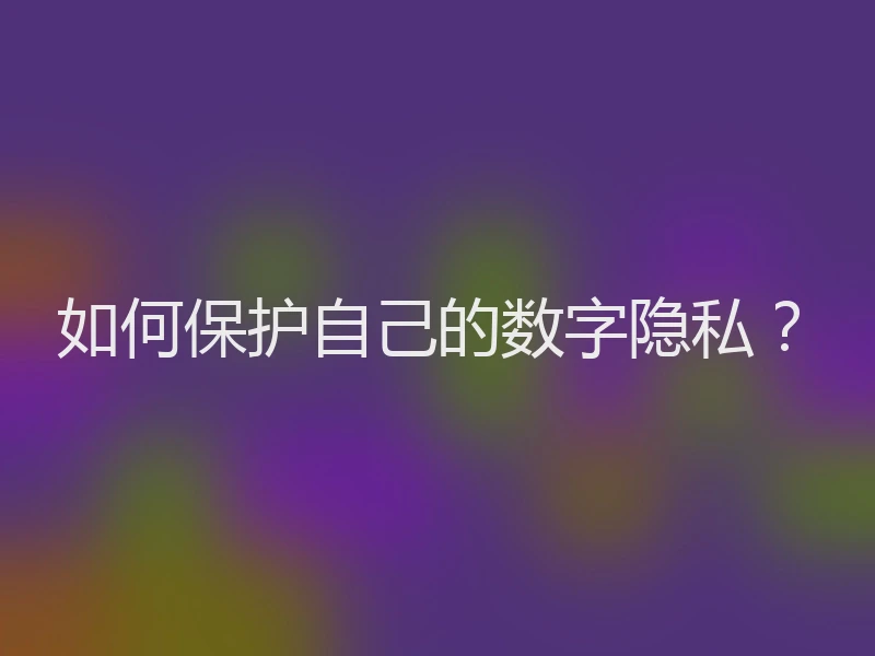 如何保护自己的数字隐私？
