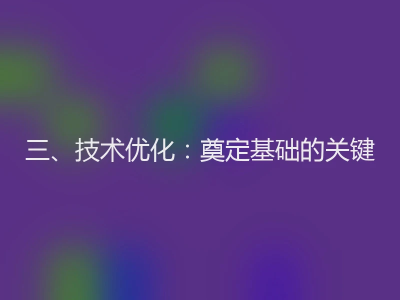 三、技术优化：奠定基础的关键