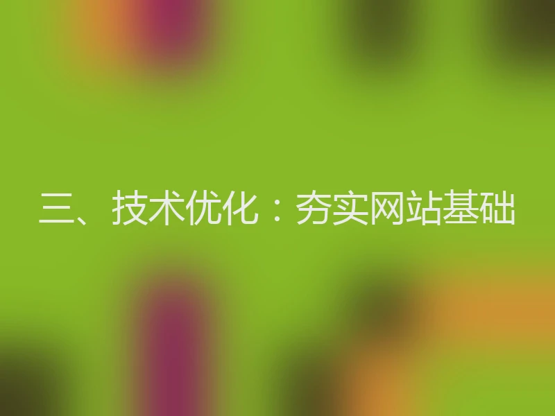 三、技术优化：夯实网站基础
