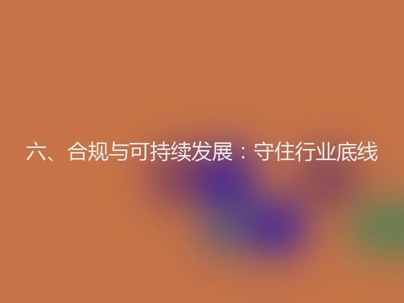 六、合规与可持续发展:守住行业底线