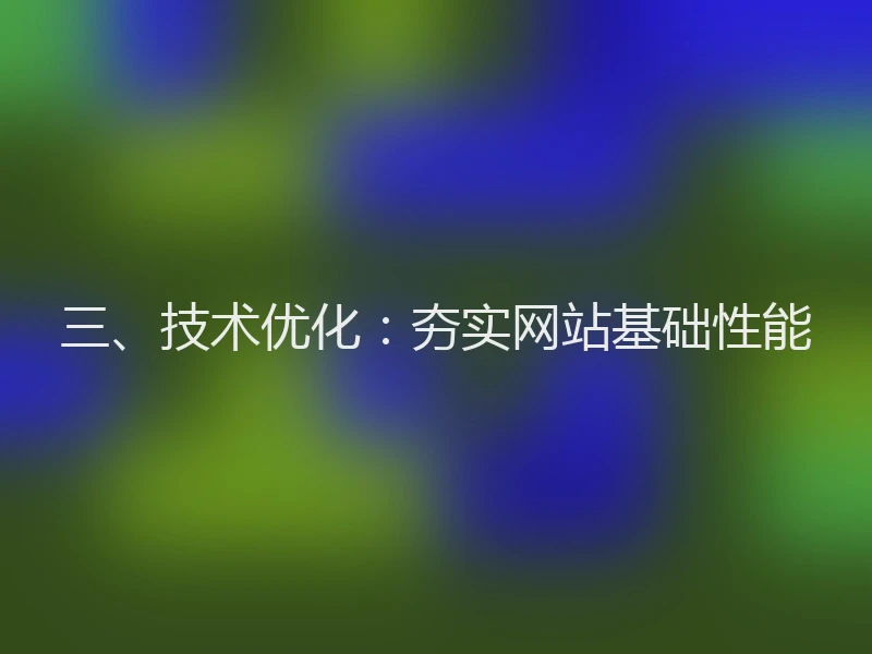 三、技术优化：夯实网站基础性能