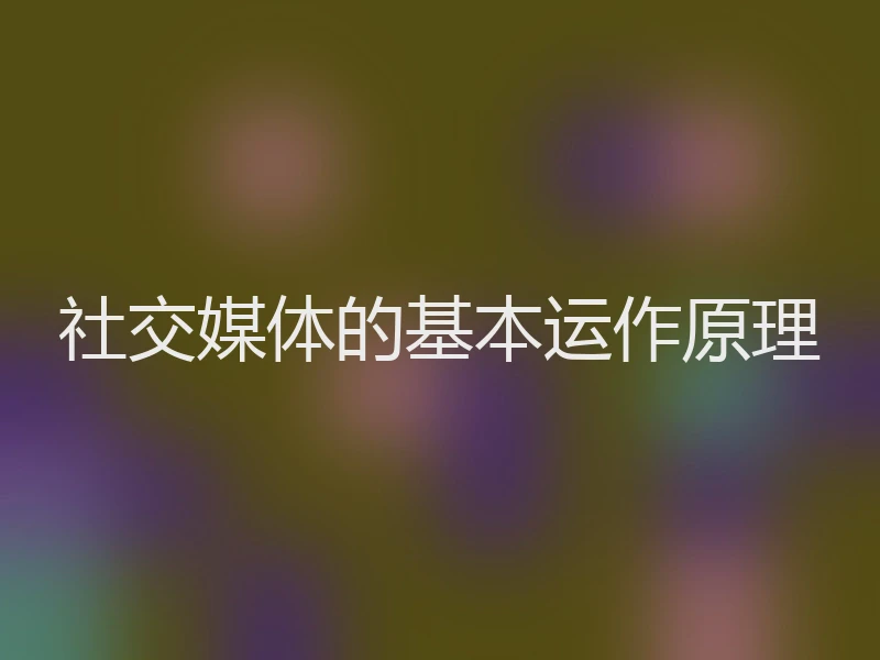 社交媒体的基本运作原理