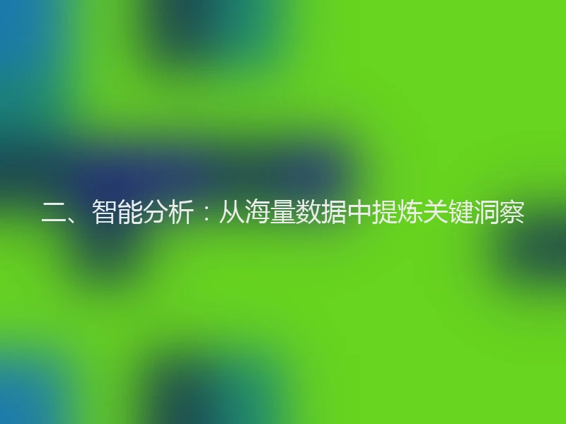 二、智能分析：从海量数据中提炼关键洞察