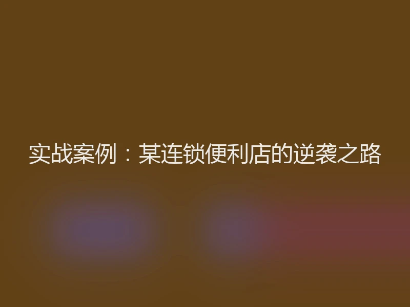 实战案例：某连锁便利店的逆袭之路