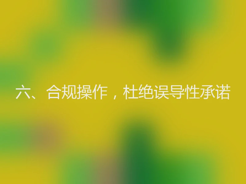 六、合规操作，杜绝误导性承诺