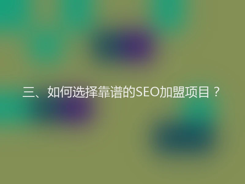 三、如何选择靠谱的SEO加盟项目？