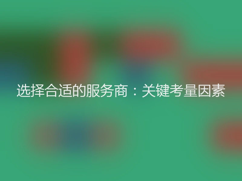 选择合适的服务商：关键考量因素