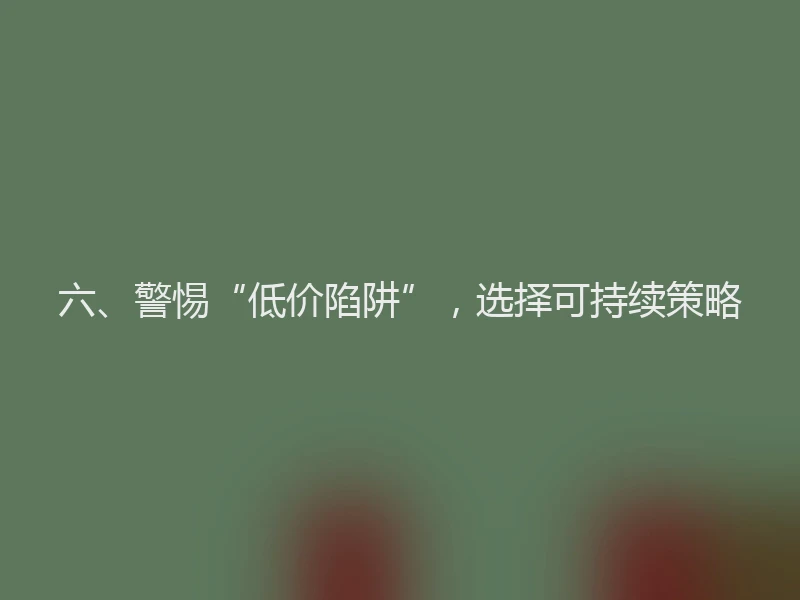 六、警惕“低价陷阱”，选择可持续策略
