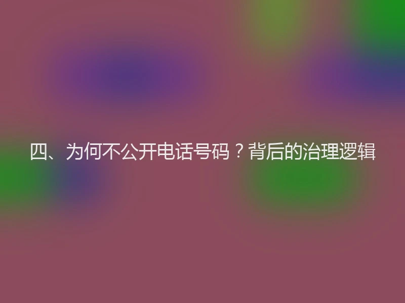 四、为何不公开电话号码？背后的治理逻辑