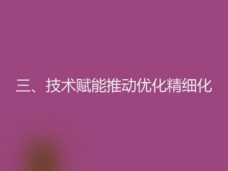 三、技术赋能推动优化精细化