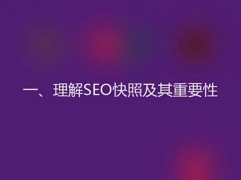 一、理解SEO快照及其重要性