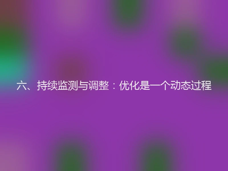 六、持续监测与调整：优化是一个动态过程