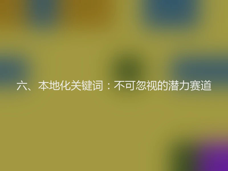 六、本地化关键词:不可忽视的潜力赛道