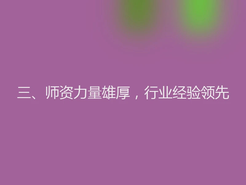 三、师资力量雄厚，行业经验领先