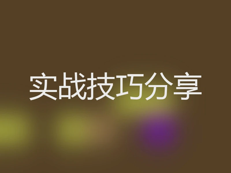 实战技巧分享