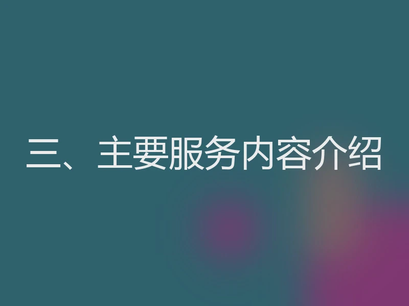 三、主要服务内容介绍