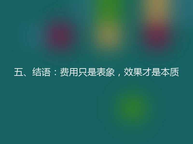 五、结语：费用只是表象，效果才是本质