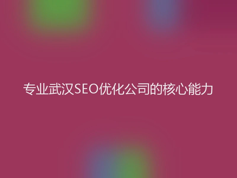 专业武汉SEO优化公司的核心能力