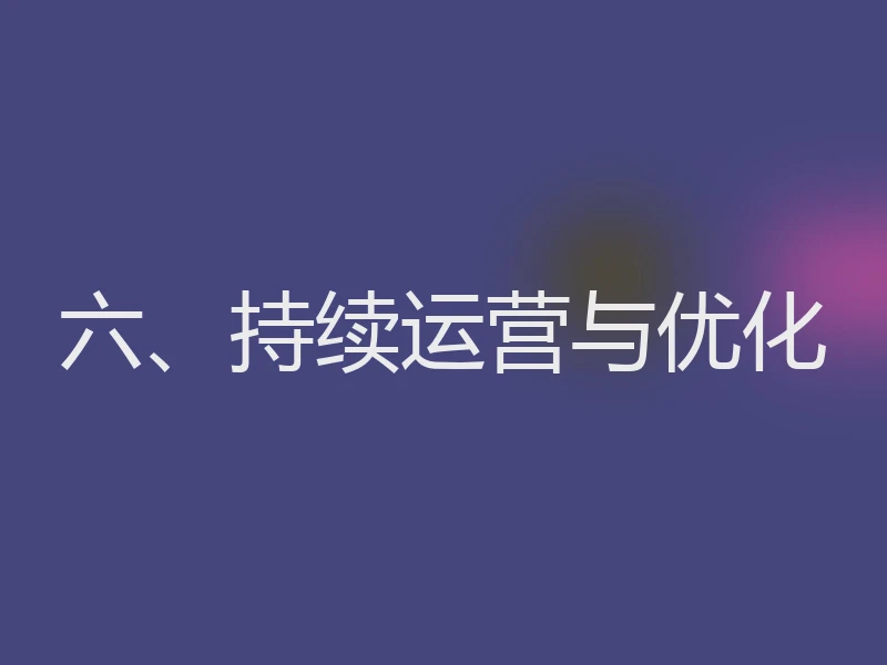 六、持续运营与优化