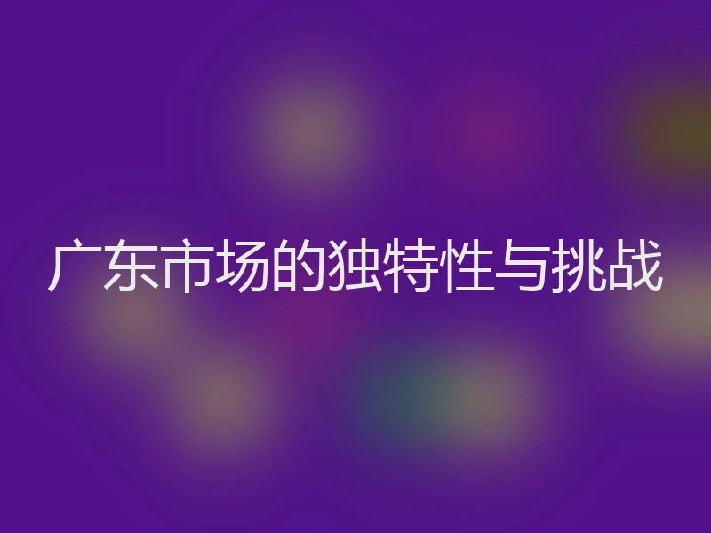 广东市场的独特性与挑战